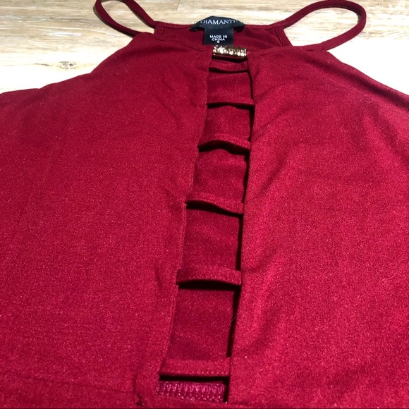 Diamanté Red Polyester & Spandex Dress Size Small - Picture 2 of 5